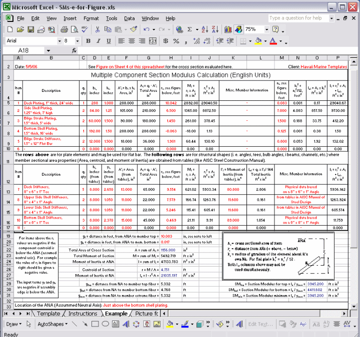 Picture of Spreadsheet with Sample Calculation
